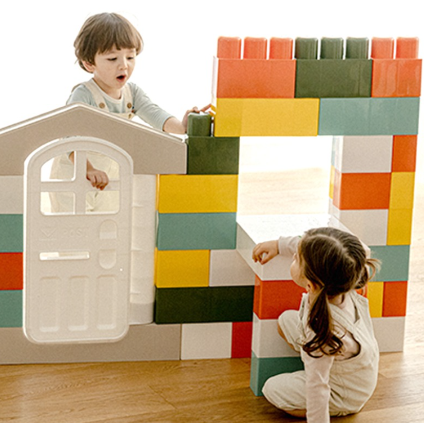 TEST 아누리 프리미엄 마카롱 빅블럭 대형 상상 유아 어린이 키즈 교구 블럭 74pcs