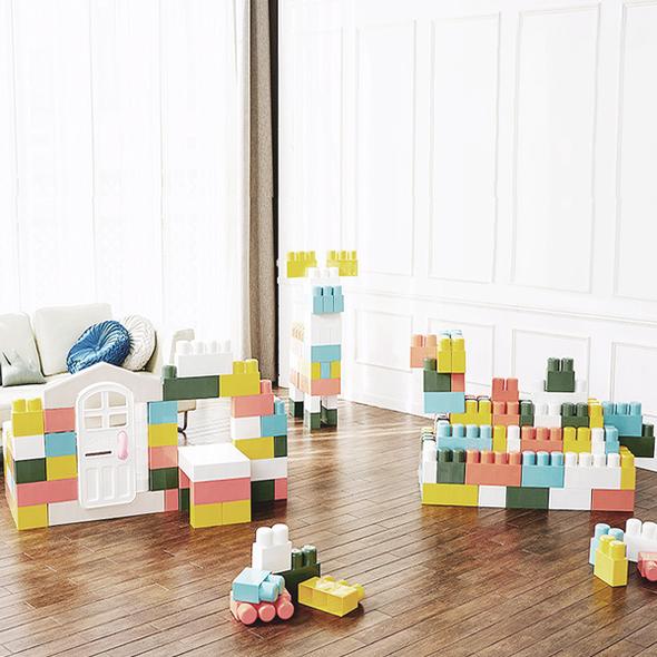 TEST 아누리 프리미엄 마카롱 빅블럭 대형 상상 유아 어린이 키즈 교구 블럭 74pcs