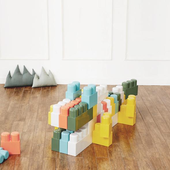 TEST 아누리 프리미엄 마카롱 빅블럭 대형 상상 유아 어린이 키즈 교구 블럭 74pcs